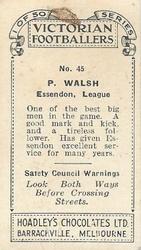 1934 Hoadley's Victorian Footballers #45 Paddy Walsh Back
